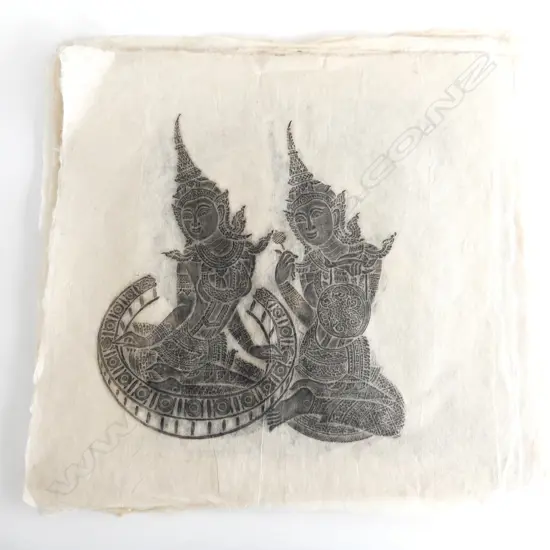 16 THAI CHARCOALRUBBINGS. STYLISED MUSCIANS + DANCERS + HORSES handmade paper 500 x 550mm