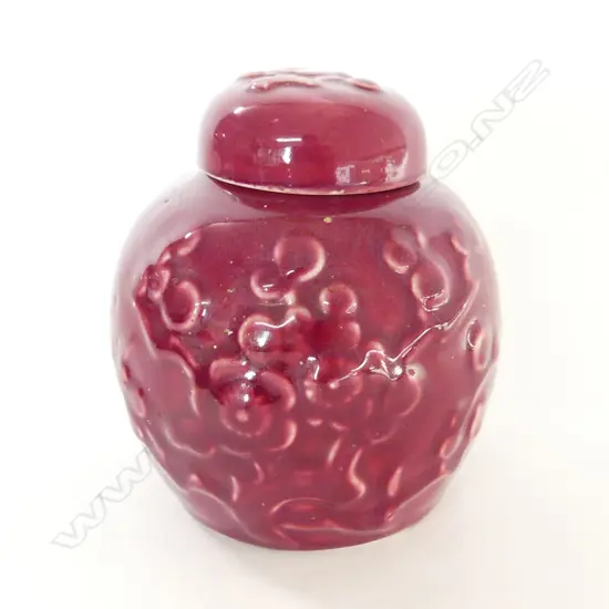 RED CROWN LYNN LIDDED GINGER JAR relief blossom tree H.120mm 