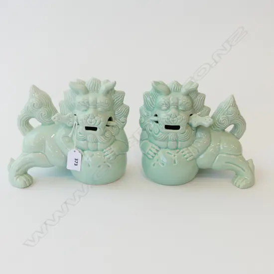 PR CERAMIC CELADON FOO DOGS H.170mm