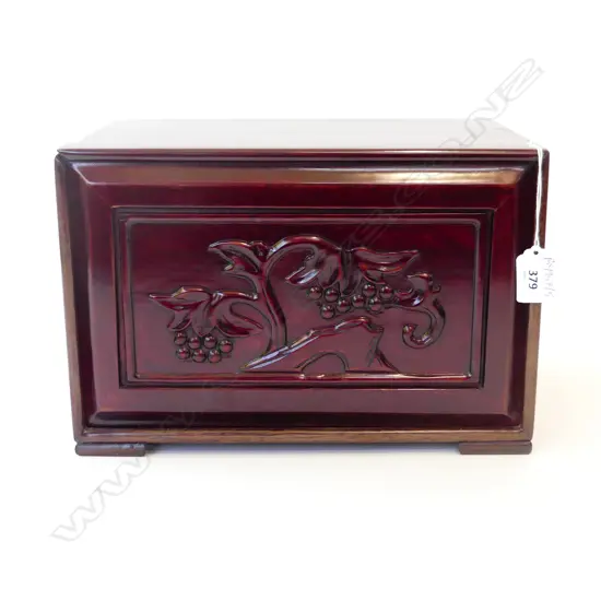 ORIENTAL HARDWOOD JEWELLERY BOX W.305mm