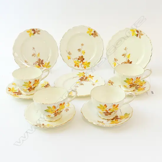 SET OF FOUR PARAGON CHINA TRIOS IN AUTUMN LEAVES PATTERN