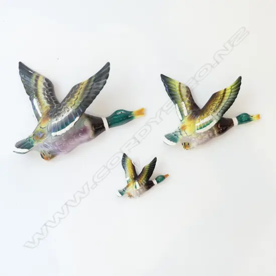 3 CERAMIC WALL DUCKS (SMALLEST REPAIRED) H.200mm