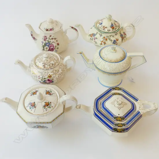 6 ASST. TEAPOTS INCL. DECO PARAGON 'REGENCY' repairs