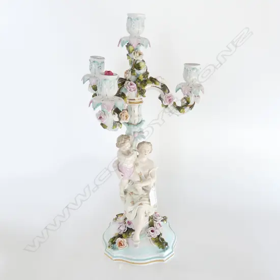 LG GERMAN PORCELAIN 3 ARM CANDELABRA H.475mm 