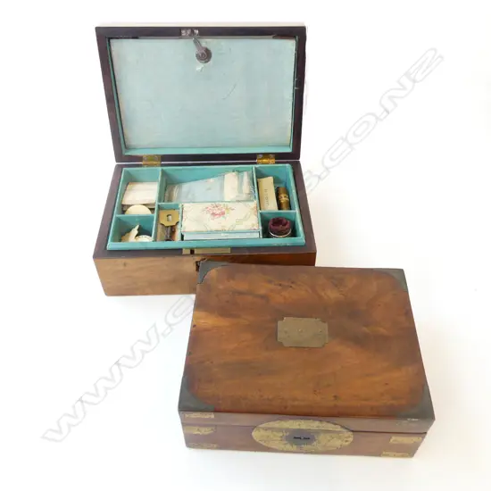2 ANTIQUE MAHOGANY BOXES W.200mm