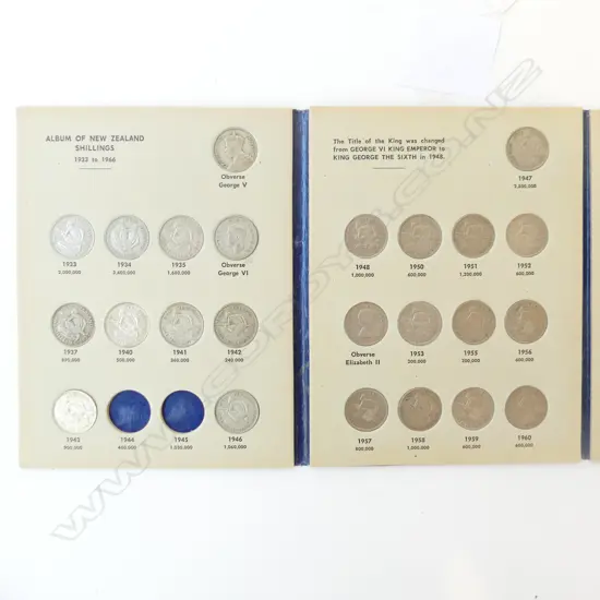 JB FOLDER NZ SHILLINGS ALL EXEPT 44 45 & 1966