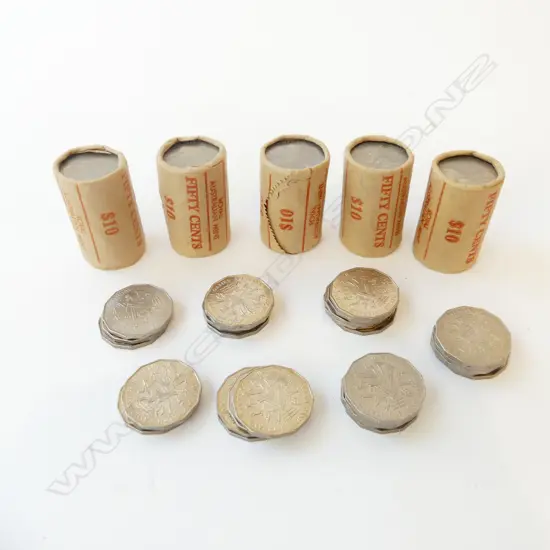 50CENTS AUSSIE COMM GAMES 12 SIDED 1982 COMMEMRATIVE  100 IN 10 DOLLAR ROLLS TOTAL164