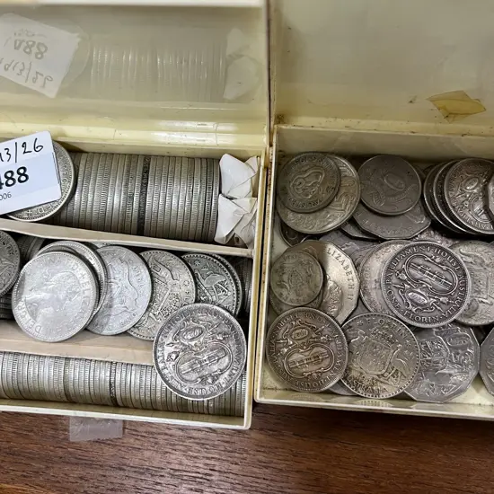 2 WHITE BOXES AUSSIE COINS MOSTLY PRE DECIMAL