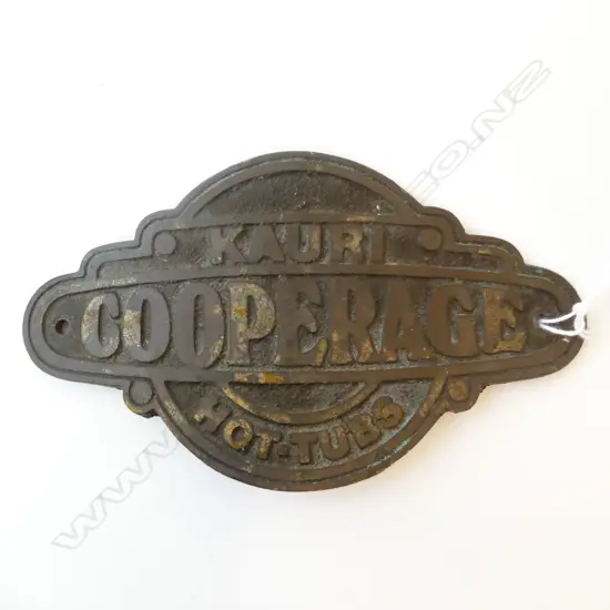 OLD NZ BRONZE PLAQUE KAURI HOT TUBS W160MM