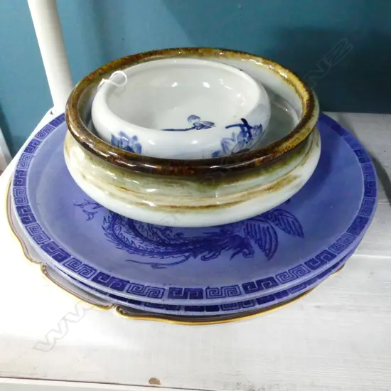 5X ASST CHINESE PLATES & BOWLS + GERMAN PLATE DIA150-330MM