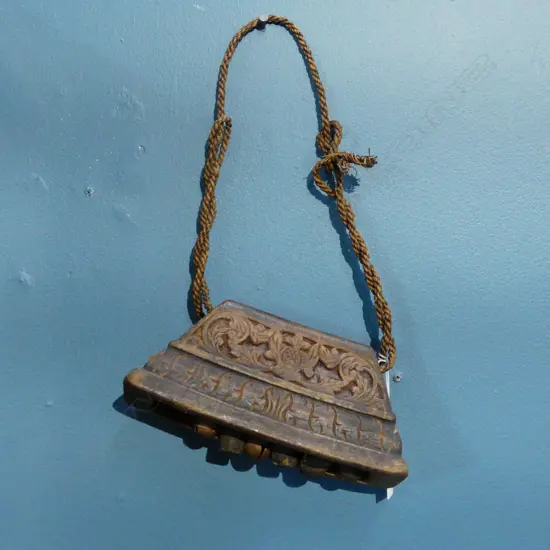 ANTIQUE FRENCH CARVED COW BELL
