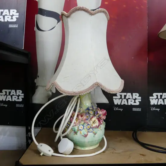 VINTAGE CERAMIC FLORAL LAMP H.440mm
