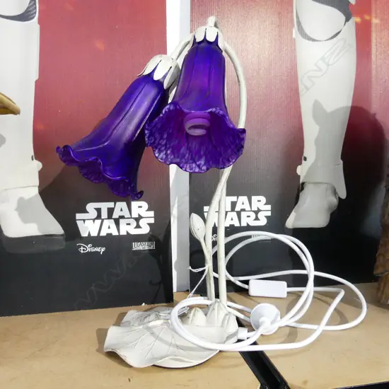 WHITE & PURPLE LILY LAMP H.400mm