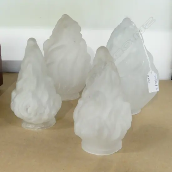 2 PRS FROSTED GLASS 'FLAME' LIGHT SHADES H.170 / 145mm