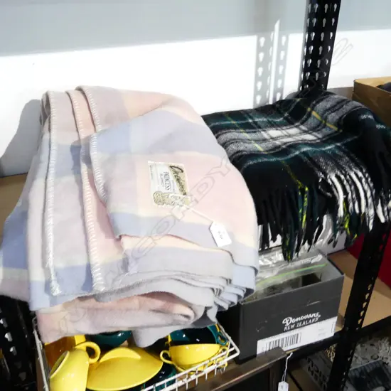 2 WOOLEN BLANKETS, 1 PICNIC & AN ONEHUNGA PRINCESS DOUBLE BLANKET (stained)
