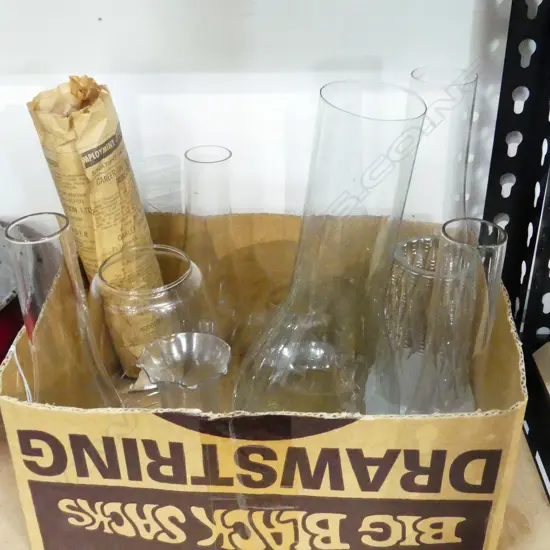 10 GLASS CHIMNEYS FOR KEROSENE LAMPS H.11CM-27CM