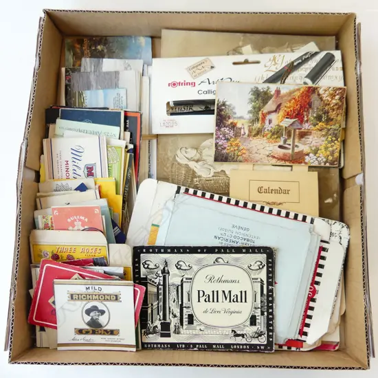 BOX ASST. EPHEMERA: POSTCARDS ETC