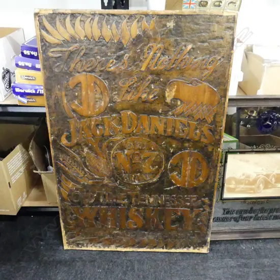 LG CARVED WOODEN JACK DANIELS SIGN 870x570mm