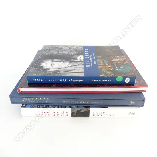 4 NZ ART BOOKS: Rudi Gopas. Towards Aotearoa by Eggleton. 'Wild Beast Dean Buchanan + Extinct Birds by Gill & Martinson 