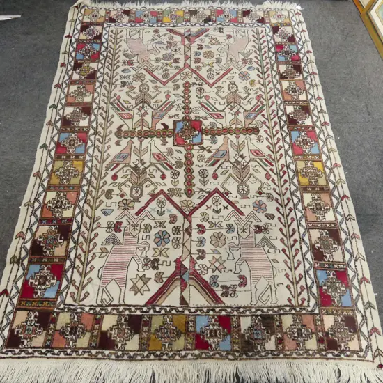 HAND KNOTTED ALL WOOL MIXED PILE RUG 1950x1400mm