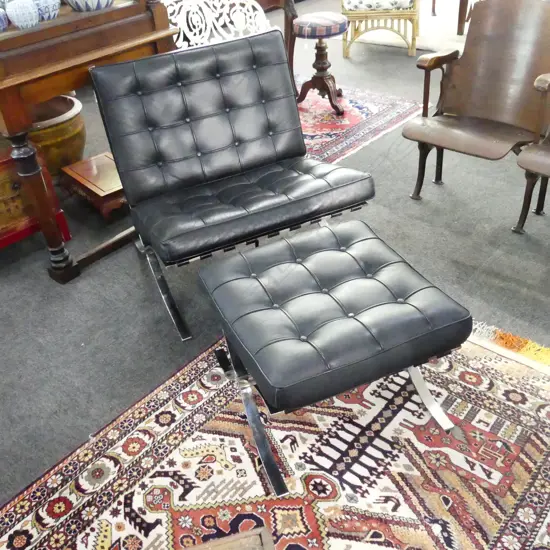 COPY BARCELONA CHAIR AND FOOTSTOOL