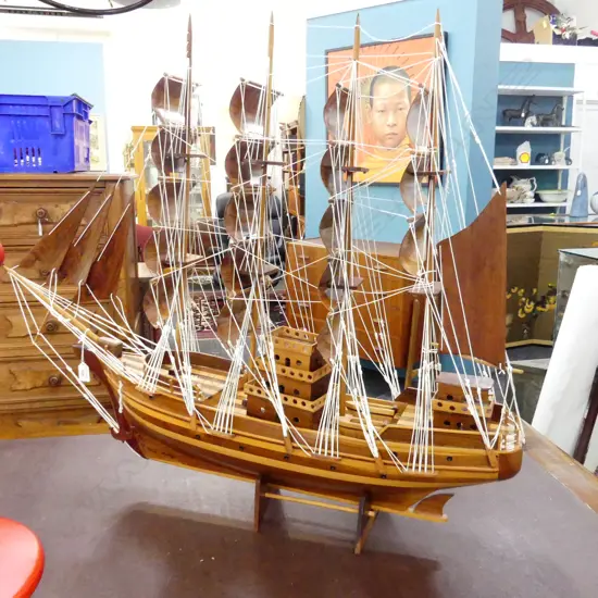 LG WOODEN WELL BUILT HAND MADE SAIL BOAT MODEL H.800mm