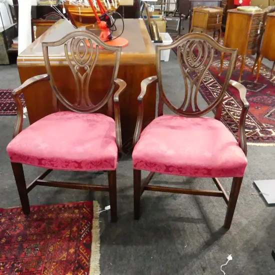 PR SHERATON STYLE ARMCHAIRS - RED SEATS