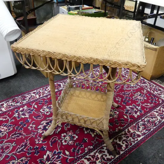 VINTAGE CANED SIDE TABLE 520x520x670mm