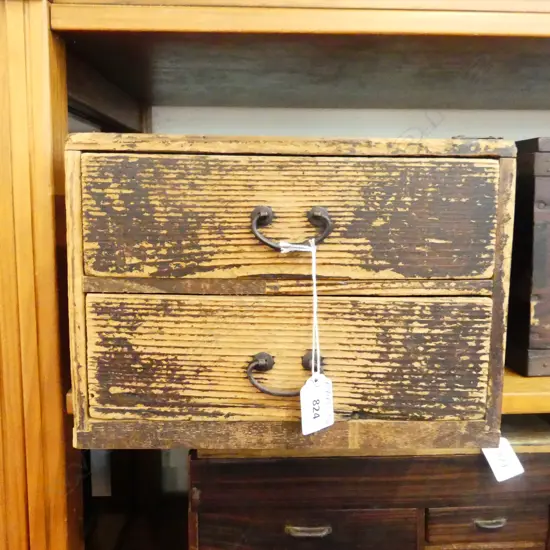 19thC JAPANESE RUSTIC SMALL CHEST 2 drawer L.475mm