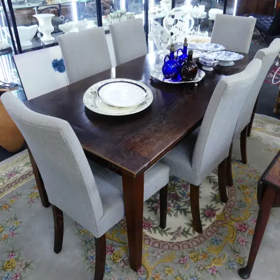 ANTIQUE STYLE OAK COUNTRY PLANK TOP DINING TABLE 1800x900x750mm + 6 CHAIRS