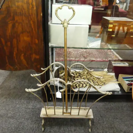 VINTAGE BRASS MAGAZINE RACK H660MM