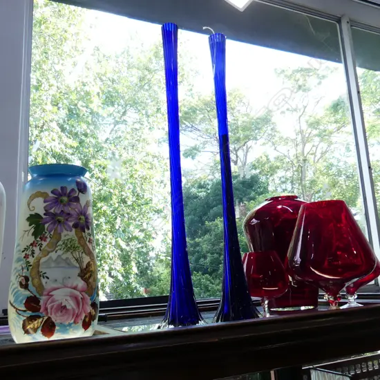 PR TALL BLUE GLASS VASES H.700mm