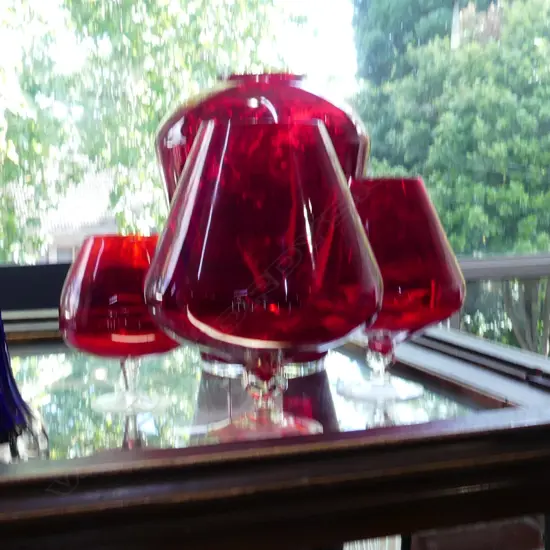 4 LG RED GLASS VASES (3+1) H.340mm