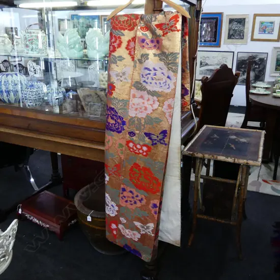 19TH C ALTAR CLOTH DATED MEIJI 30 1898 SILK BROCADE 1150 X 1620 MM FAULTS