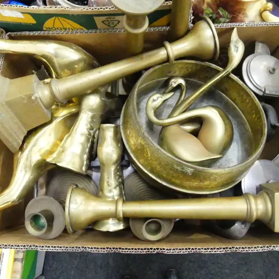 BOX LOT ASST. BRASS, EP ETC