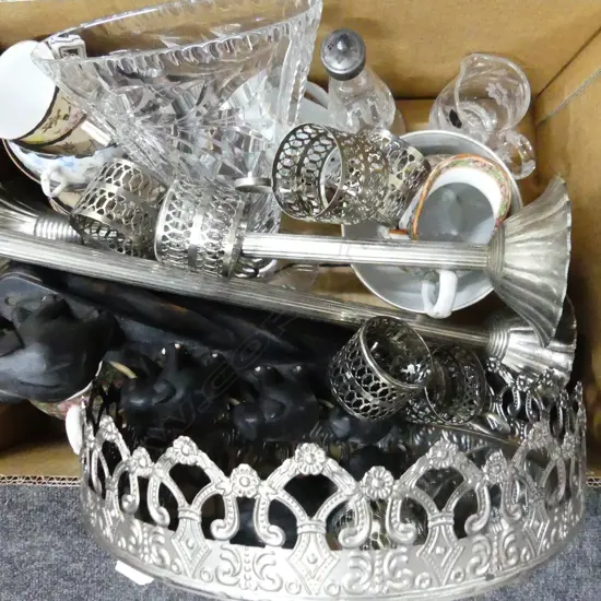 BOX ASST. ORIENTAL CERAMICS, CRYSTAL ETC