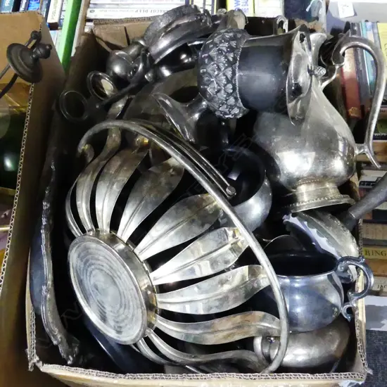 BOX LOT ASST. EPNS; TEAPOTS ETC