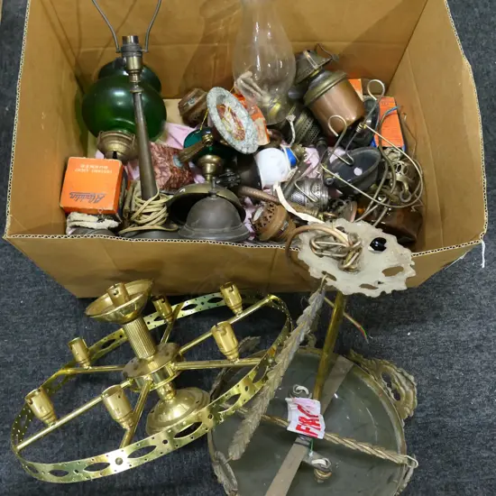 BOX LOT ASST. VINTAGE LIGHT FITTINGS