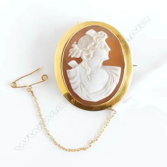 9CT CAMEO PENDANT / BROOCH 35x30mm 6.4gm