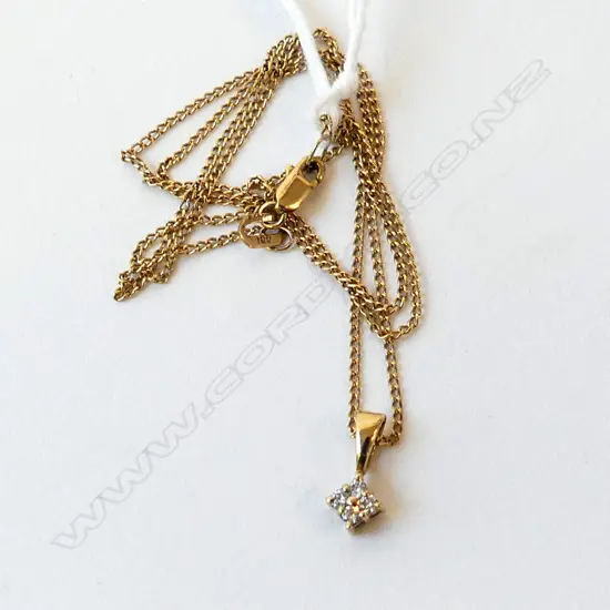 9ct DIAMOND PENDANT ON CHAIN, 1.8gm