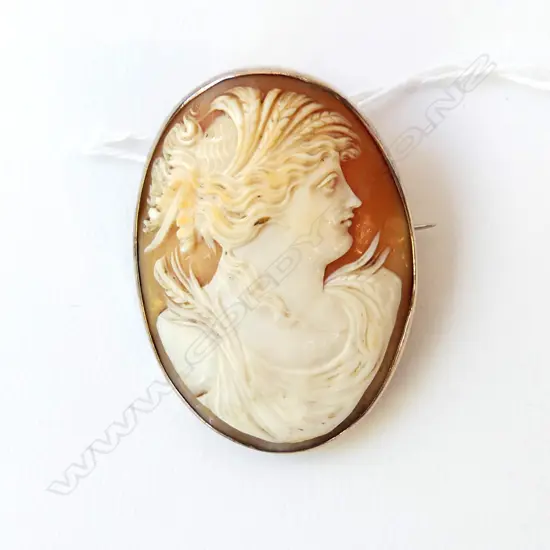 9ct CAMEO BROOCH, 37 x 50mm, 18.8gm
