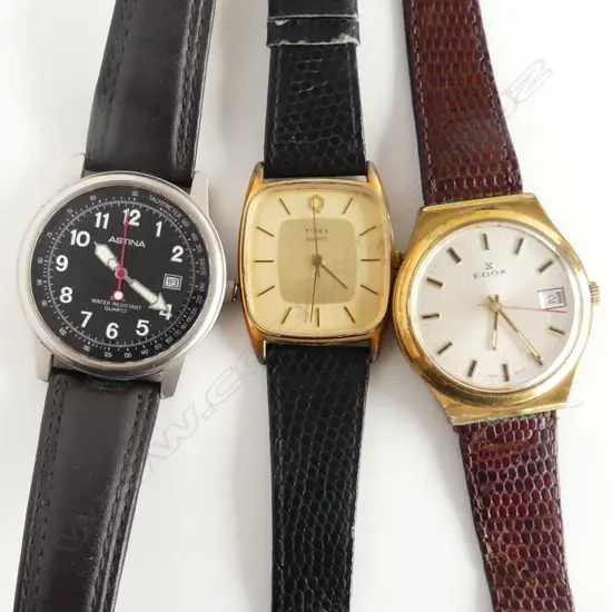 3 WRIST WATCHES; EDOX, ASTINA, TIMEX