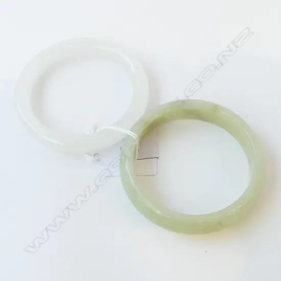2 JADE? BANGLES 60mm int. dia.
