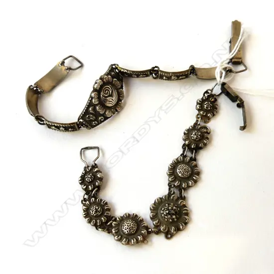 TWO VINTAGE 800 STG SILVER DUTCH FLORAL BRACELETS