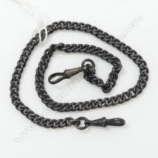 SILVER CURB LINK ALBERT CHAIN L.390mm Chester hallmark needs polishing