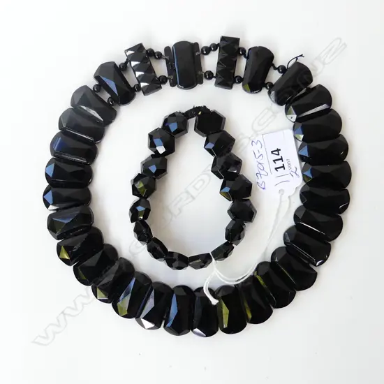 VINTAGE FRENCH JET CHOKER NECKLACE & BRACELET