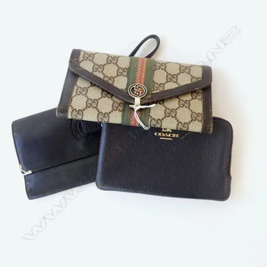 3 DESIGNER WALLETS; GUCCI (WORN) COACH, CARTIER