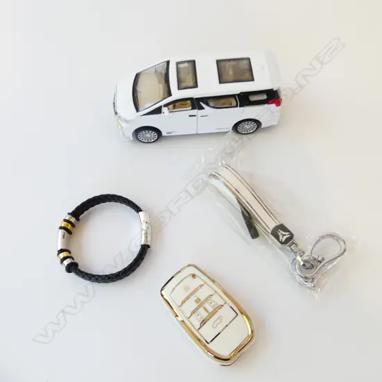 MODEL TOYOTA ALPHARD, KEY CASE & STRAP & LEATHER & METAL BRACELT w MAGNETIC CLASP