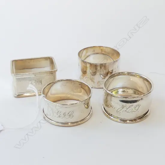 4 ASST. STG SILVER NAPKIN RINGS 87gm