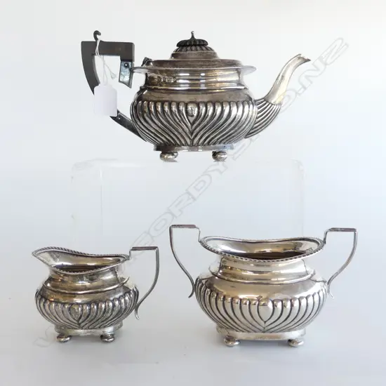 3 PCE STG SILVER TEA SET, B'HAM 1913